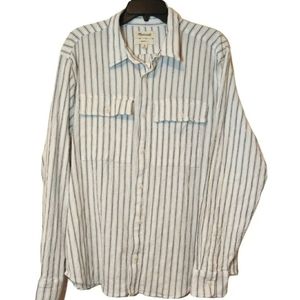 Madewell Mens Perfect Fit Medium M Long Sleeve Striped Shirt Textured Multicolor
